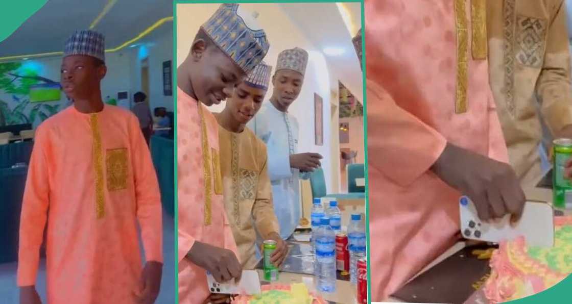 Mixed reactions as Hausa boy was seen cutting cake with iPhone 12 Pro Max Mixed reactions as Hausa boy was seen cutting cake with iPhone 12 Pro Max