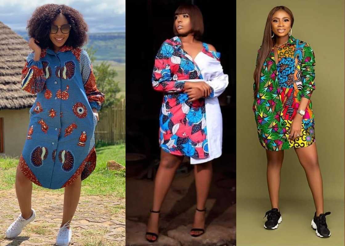Ladies in Ankara shirt dresses Ladies in Ankara shirt dresses