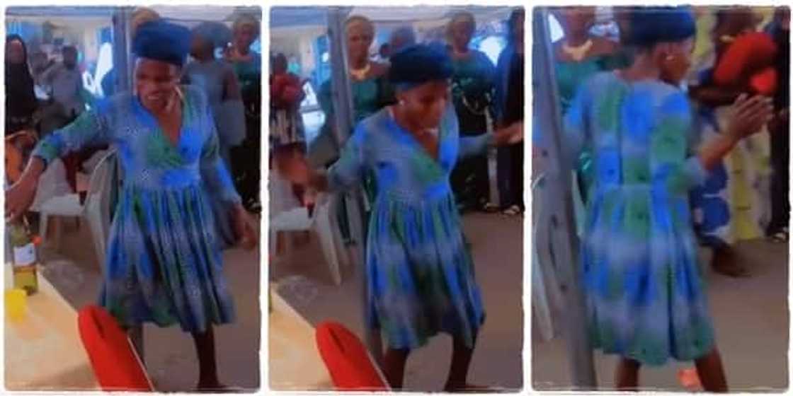 An old woman has been seen dancing so well at a public gathering, making people to pause and watch her in admiration. An old woman has been seen dancing so well at a public gathering, making people to pause and watch her in admiration.
