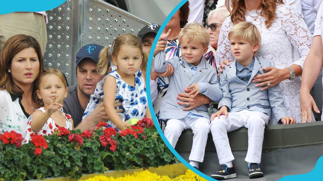 Roger Federer's children: Myla Rose and Charlene Riva (L), Leo and Lenny (R). Roger Federer's children: Myla Rose and Charlene Riva (L), Leo and Lenny (R).