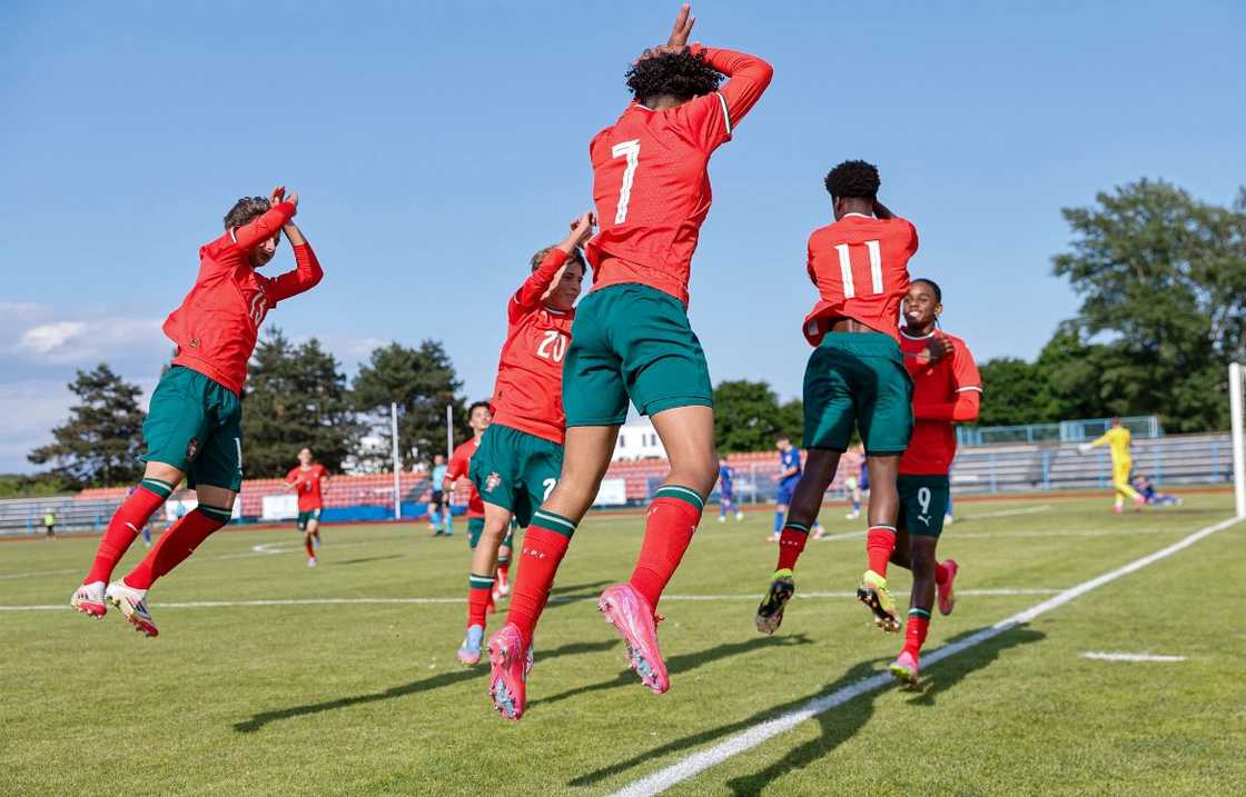 Cristiano Ronaldo Jr #7 scores and celebrates with the famous Siuuu of his father as Portugal U15 deeated Croatia 3-2 on Sunday, May 18, 2025 Cristiano Ronaldo Jr #7 scores and celebrates with the famous Siuuu of his father as Portugal U15 deeated Croatia 3-2 on Sunday, May 18, 2025