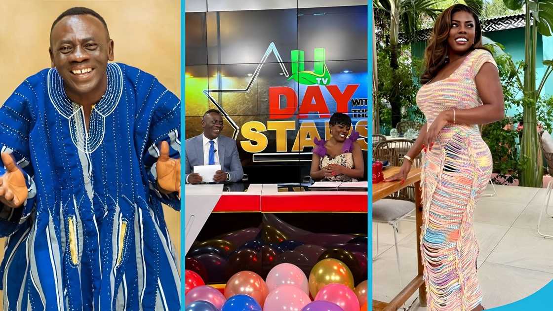 Akrobeto, Nana Aba Anamoah, Akrobeto and Nana Aba Anamoah, UTV, Akrobeto reads news, UTV's Day With The Stars