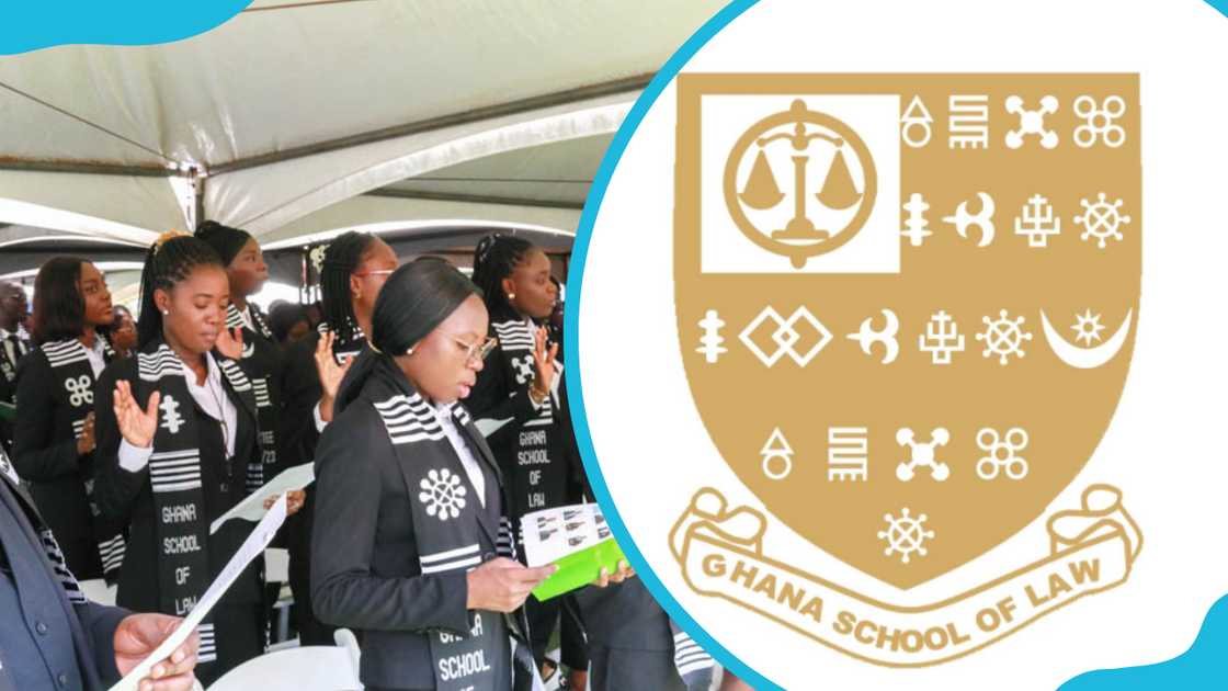 Ghana School of Law students and its official logo Ghana School of Law students and its official logo