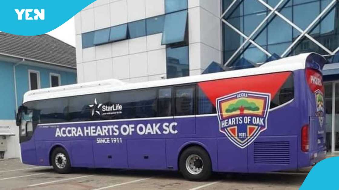 Ghana Premier League side Accra Hearts of Oak unveiled a new team bus in September 2020 Ghana Premier League side Accra Hearts of Oak unveiled a new team bus in September 2020