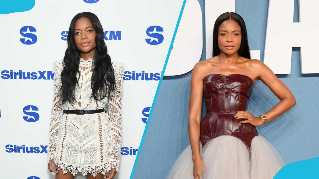 Naomie Harris at SiriusXM Studios in New York City (L) and the "Black Bag" UK Special Screening (R). Naomie Harris at SiriusXM Studios in New York City (L) and the "Black Bag" UK Special Screening (R).