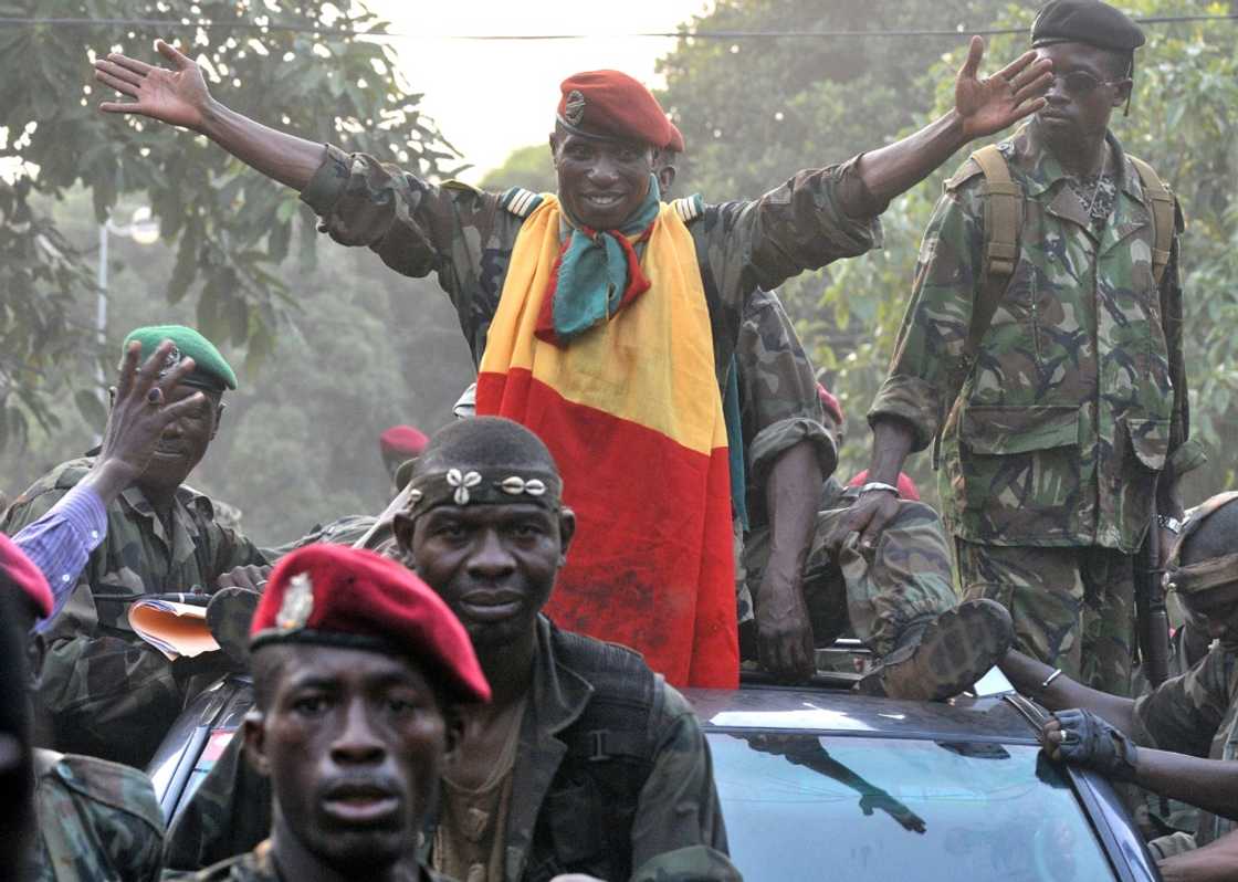 Capitain Moussa Dadis Camara after taking power in a December 2008 coup