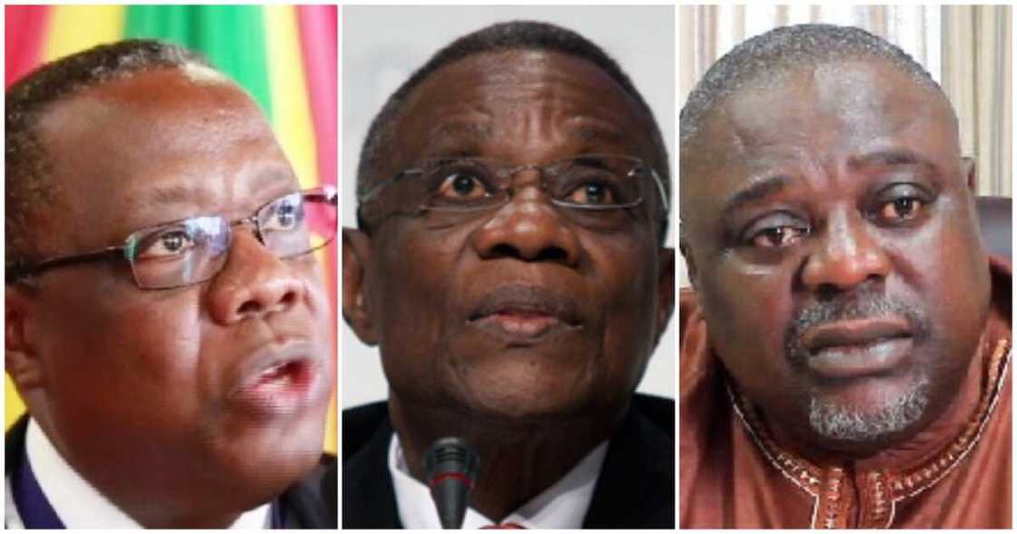 L-R: Samuel Atta Mills, JEA Mills and Koku Anyidoho. Source: Depositphotos.