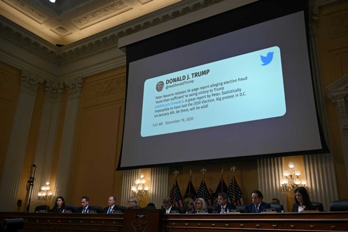 A Twitter post from former US psident Donald Trump is examined by lawmakers investigating the January 6 Capitol attack A Twitter post from former US psident Donald Trump is examined by lawmakers investigating the January 6 Capitol attack