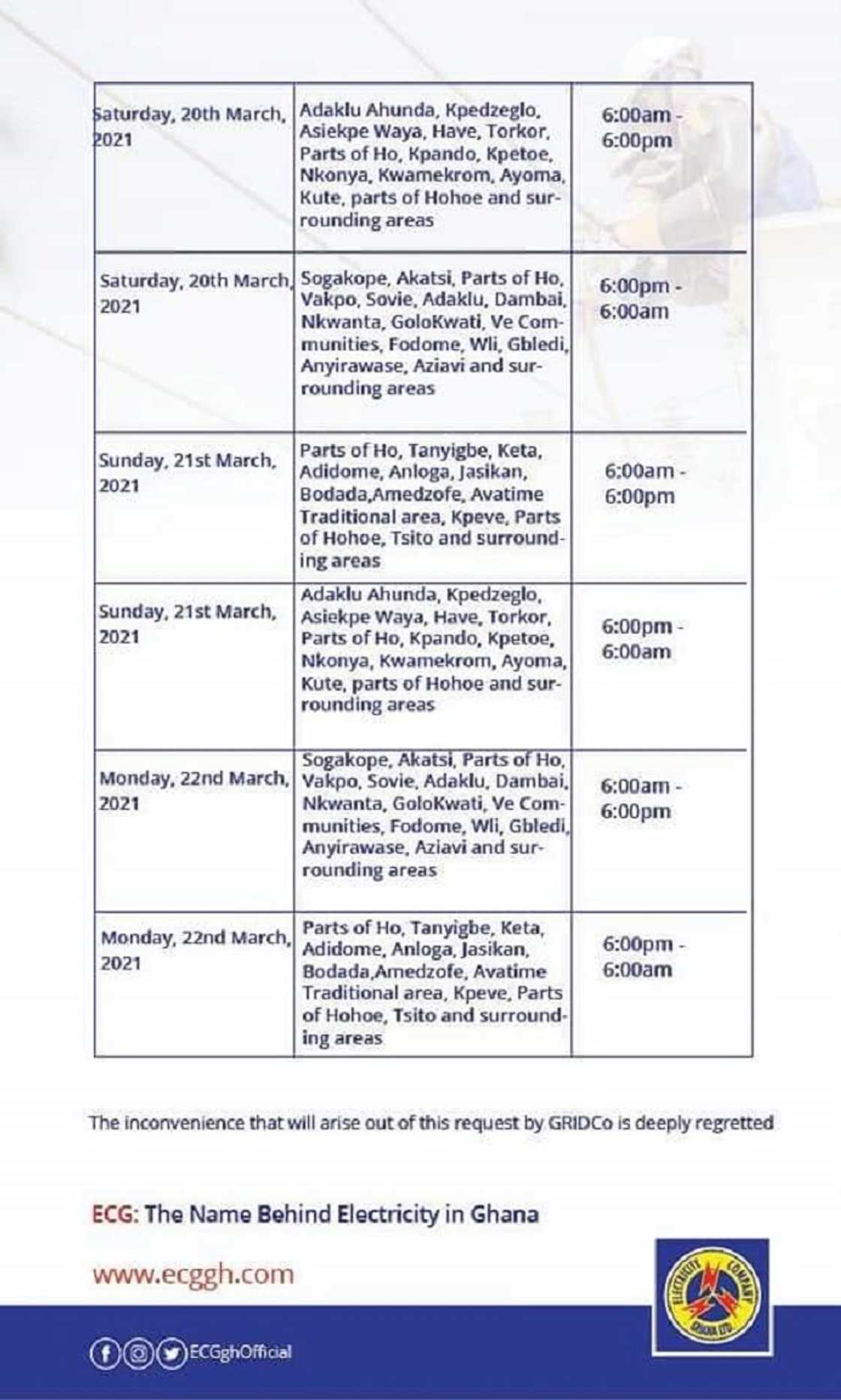 GRIDCo announces ‘dumsor’ timetable for Volta, Oti regions GRIDCo announces ‘dumsor’ timetable for Volta, Oti regions