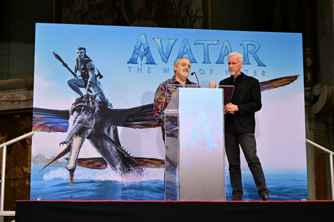 Director James Cameron (R), seen here at a January 12, 2023 Hollywood event with producer Jon Landau, now has three of the four all-time top grossing films: the original "Avatar," its new sequel and "Titanic" Director James Cameron (R), seen here at a January 12, 2023 Hollywood event with producer Jon Landau, now has three of the four all-time top grossing films: the original "Avatar," its new sequel and "Titanic"