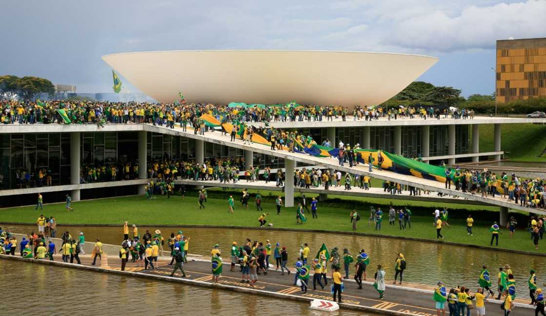 Supporters of Bolsonaro invade the National Congress in Brasilia on January 8, 2023 Supporters of Bolsonaro invade the National Congress in Brasilia on January 8, 2023