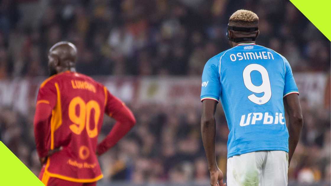 Romelu Lukaku and Victor Osimhen during Napoli Vs AS Roma.