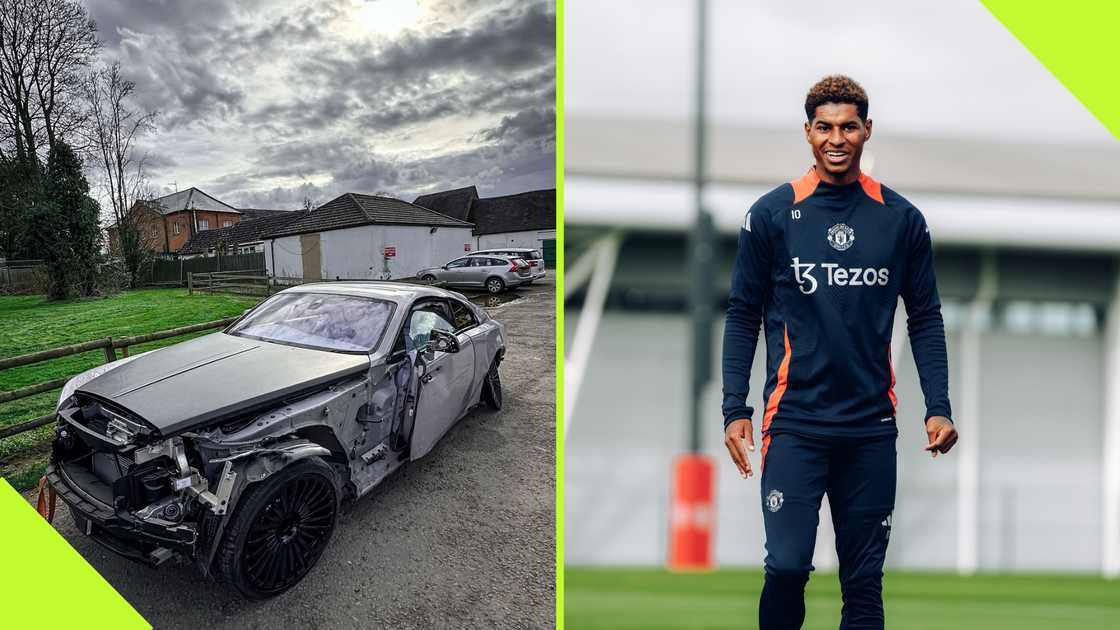 Manchester United star Marcus Rashford crashed his Rolls Royce in September 2023 Manchester United star Marcus Rashford crashed his Rolls Royce in September 2023