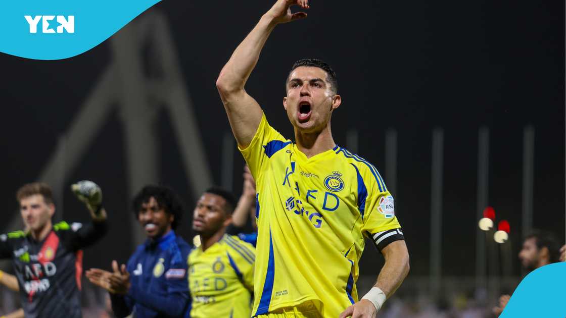 Cristiano Ronaldo of Al Nassr celebrates victory after winning the Saudi Pro League match between Al Wehda v Al Nassr at King Abdulaziz Sports City on February 25, 2025 in Mecca, Saudi Arabia Cristiano Ronaldo of Al Nassr celebrates victory after winning the Saudi Pro League match between Al Wehda v Al Nassr at King Abdulaziz Sports City on February 25, 2025 in Mecca, Saudi Arabia