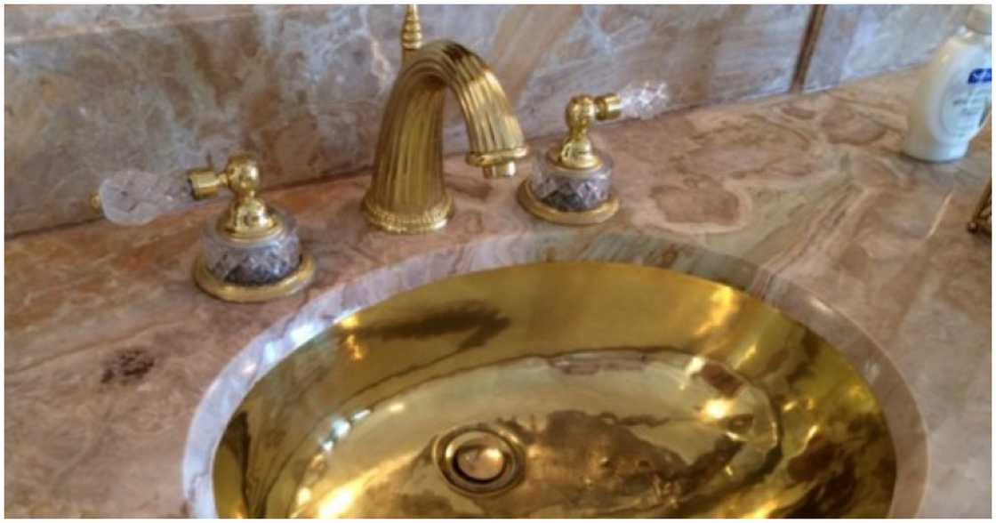 Gold-plated sink in Donald Trump's Mar-a-Lago residence Gold-plated sink in Donald Trump's Mar-a-Lago residence