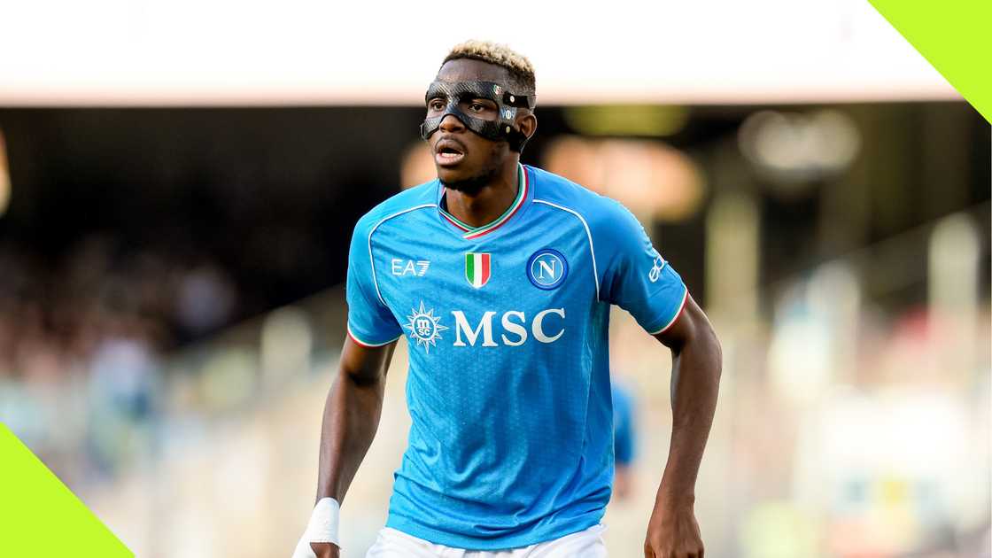 Victor Osimhen during a Serie A match for Napoli Victor Osimhen during a Serie A match for Napoli