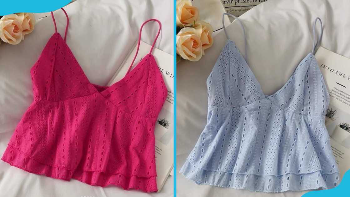Pink and sky blue cami tops. Pink and sky blue cami tops.