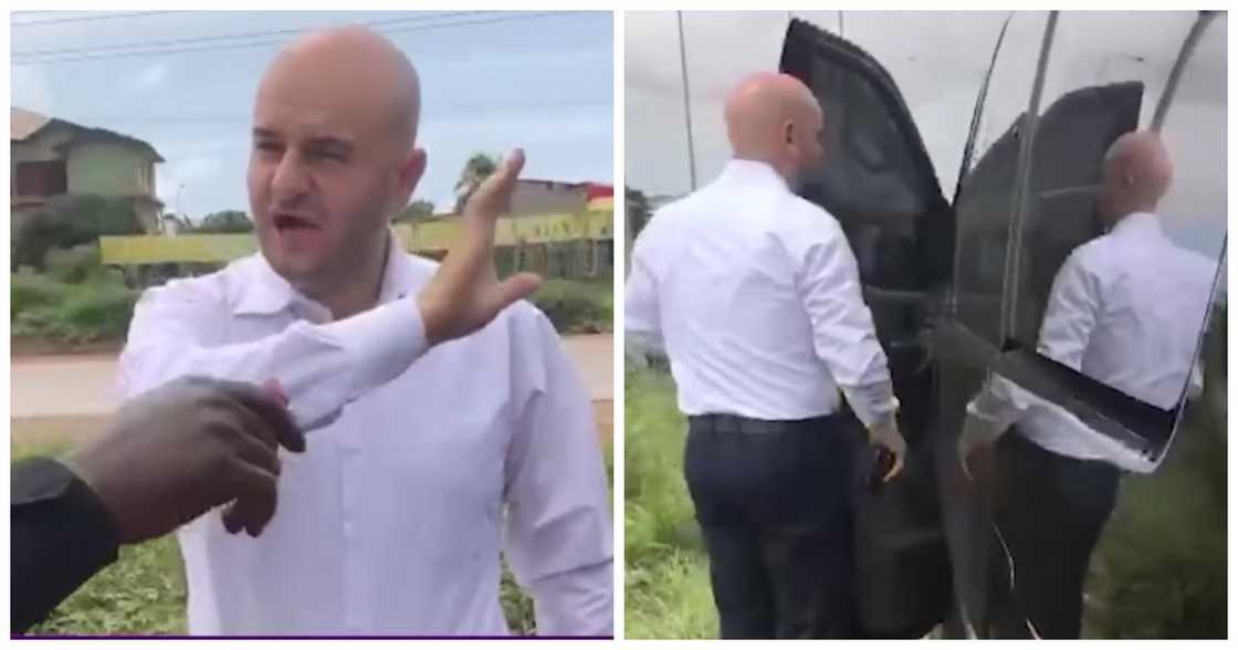 Photos of expatriate explaining himself Photos of expatriate explaining himself