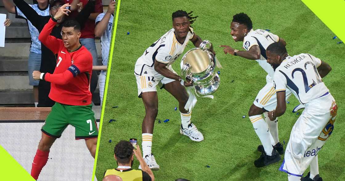 Vinicius Junior and his Real Madrid teammates honoured Cristiano Ronaldo by performing his iconic 'Siuu' celebration. Vinicius Junior and his Real Madrid teammates honoured Cristiano Ronaldo by performing his iconic 'Siuu' celebration.