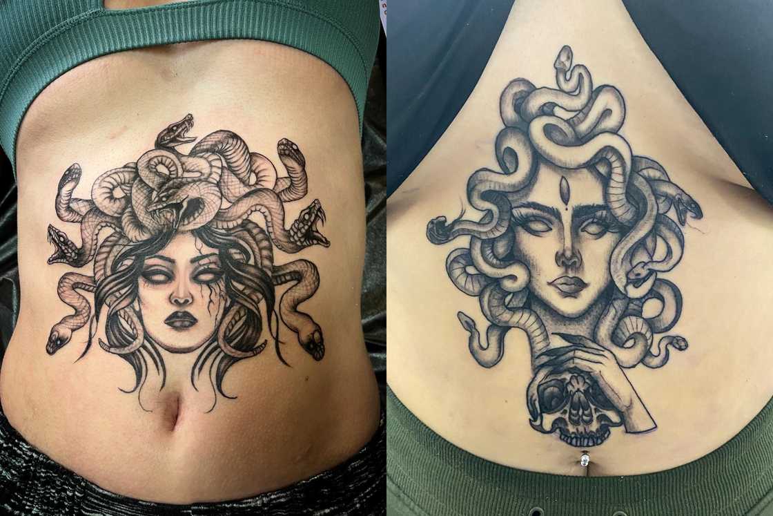 Ladies with black medusa tattoos