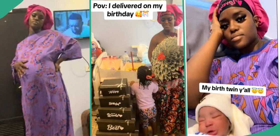 A Nigerian woman who welcomed a baby on her birthday. A Nigerian woman who welcomed a baby on her birthday.