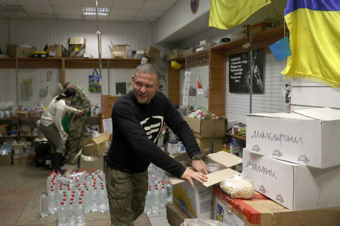 Volunteer Slava Kovalenko helps provide aid to soldiers and others in the town of Sloviansk