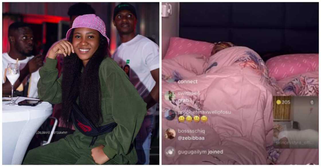 Photos as Jackline Mensah sleeps during live TikTok Photos as Jackline Mensah sleeps during live TikTok