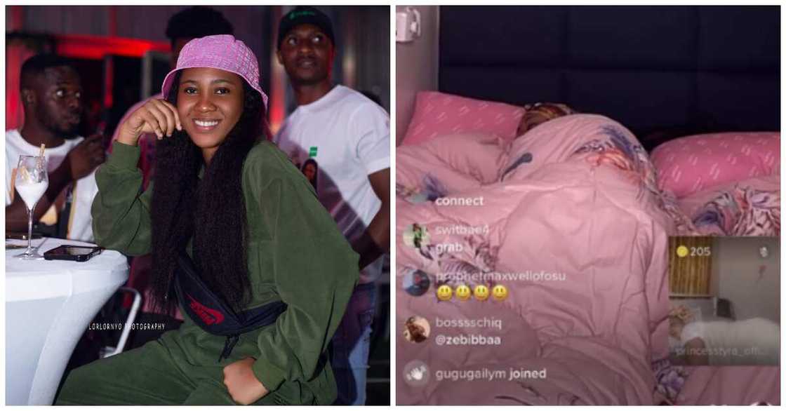 Photos as Jackline Mensah sleeps during live TikTok