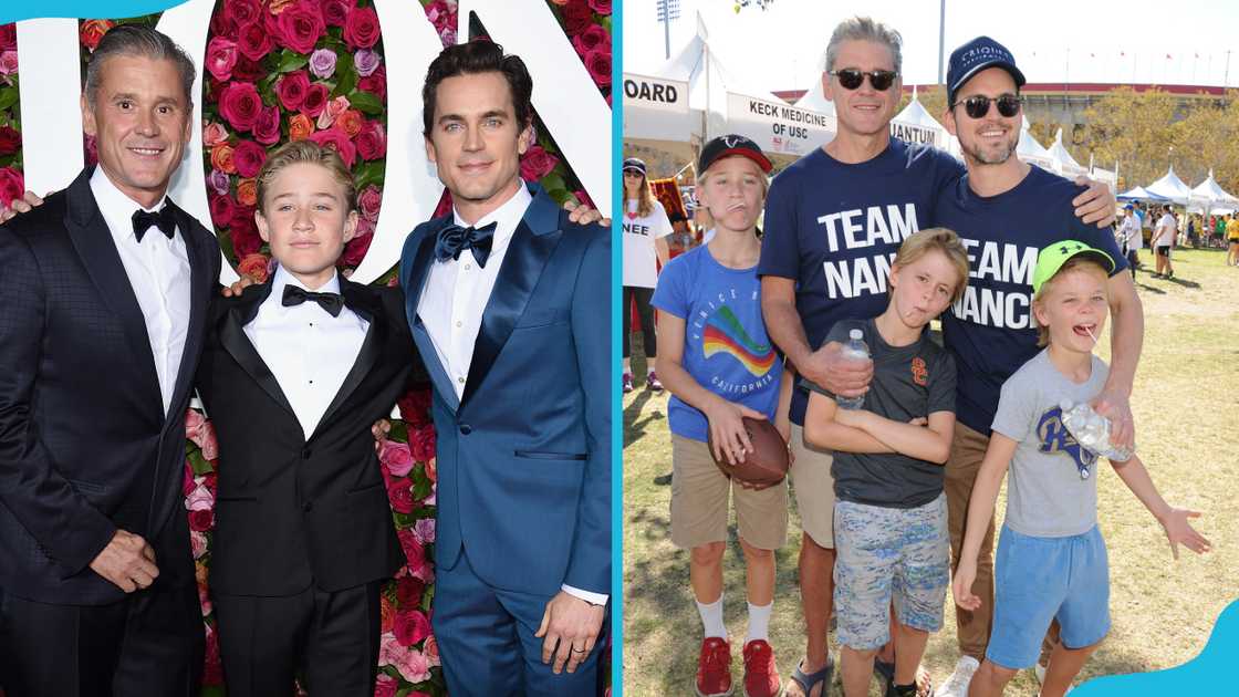 Simon Halls, Kit Halls and Matt Bomer at the 72nd Annual Tony Awards (L) and together with Henry and Walker Halls (R) Simon Halls, Kit Halls and Matt Bomer at the 72nd Annual Tony Awards (L) and together with Henry and Walker Halls (R)