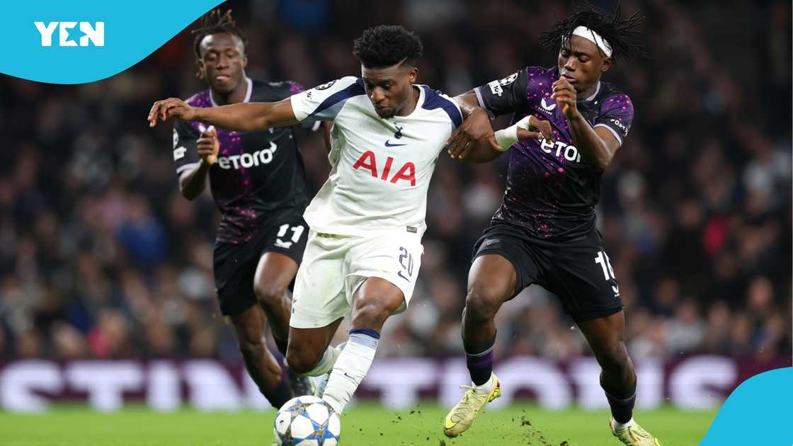 Mohammed Kudus, Tottenham Hotspur, Champions League, Slavia Prague, first Champions League goal, Premier League, Kudus penalty, Tottenham defeats Slavia Prague. Mohammed Kudus, Tottenham Hotspur, Champions League, Slavia Prague, first Champions League goal, Premier League, Kudus penalty, Tottenham defeats Slavia Prague.