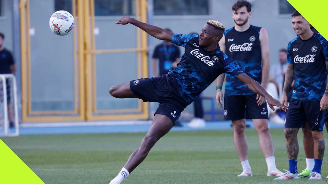 Victor Osimhen at Napoli's pre-season training. Victor Osimhen at Napoli's pre-season training.