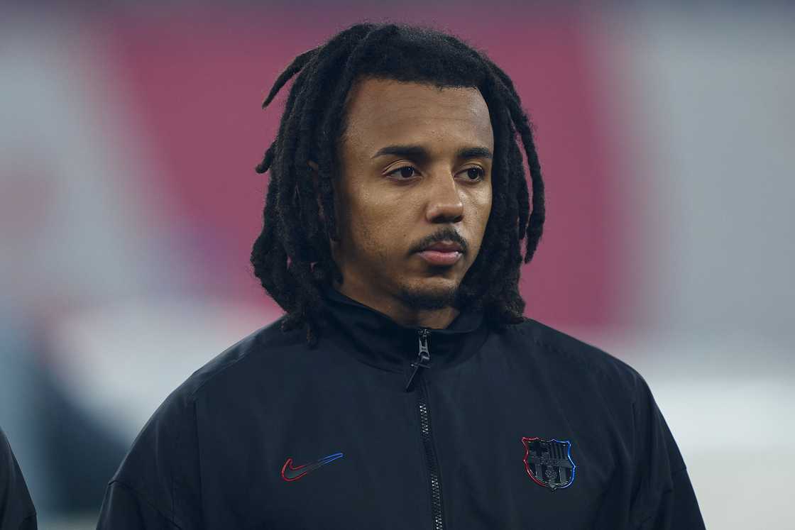 Jules Kounde of FC Barcelona looks on before the UEFA Champions League 2024/25 Jules Kounde of FC Barcelona looks on before the UEFA Champions League 2024/25