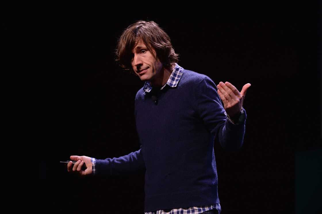 Rodney Mullen peaks onstage at the WIRED Business Conference 2015 in New York City