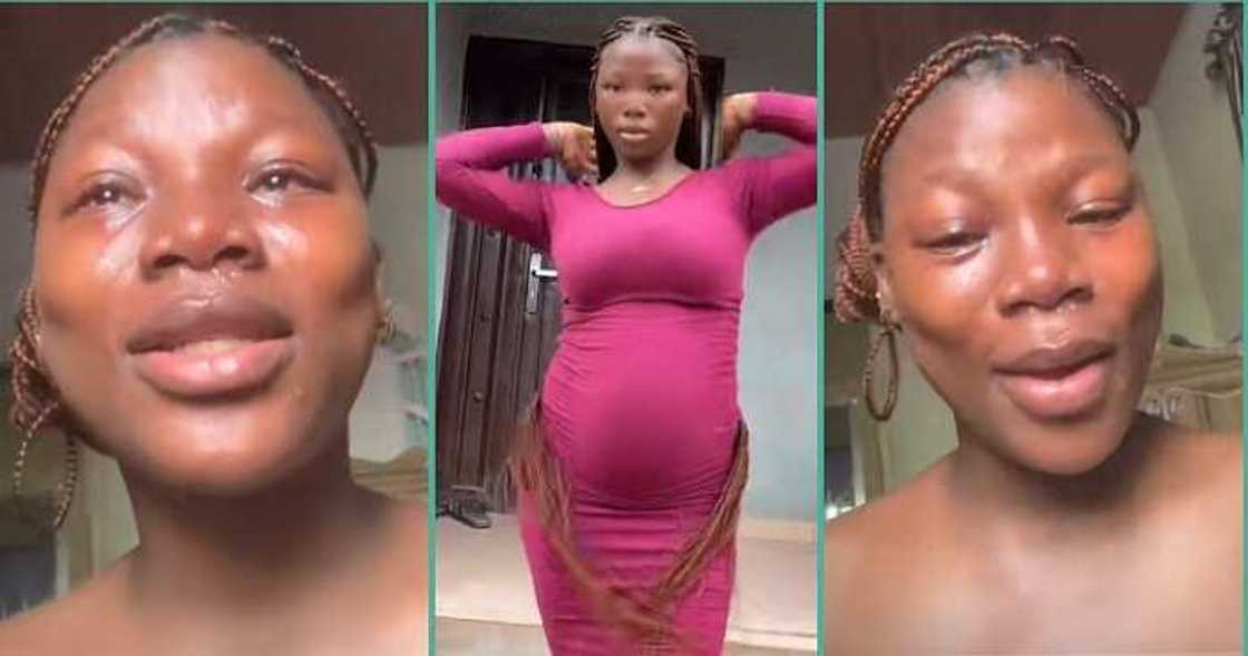 Woman cries uncontrollably after losing her unborn baby Woman cries uncontrollably after losing her unborn baby