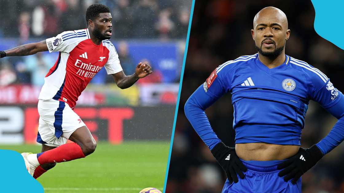 Thomas Partey's Arsenal recorded a 2-0 win against Jordan Ayew's Leicester City. Thomas Partey's Arsenal recorded a 2-0 win against Jordan Ayew's Leicester City.