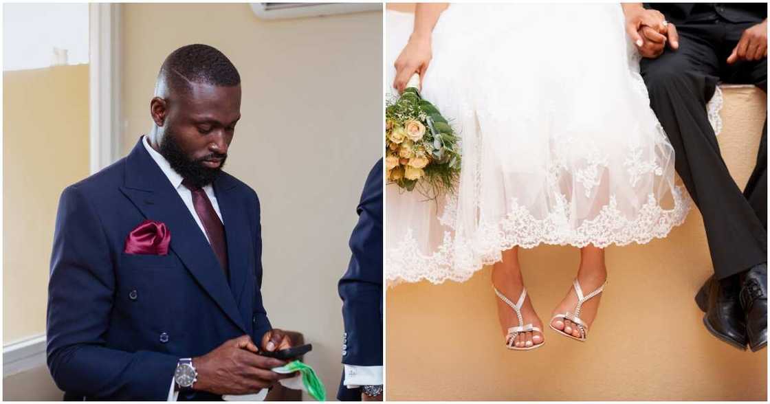 Photo of groom during a wedding