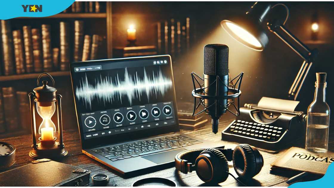 Studio setup for a podcast Studio setup for a podcast