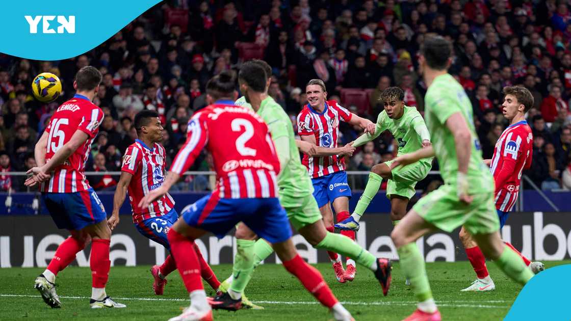 Atletico Madrid's defence were hapless as Lamine Yamal's shot deflected into the back of the net. Atletico Madrid's defence were hapless as Lamine Yamal's shot deflected into the back of the net.