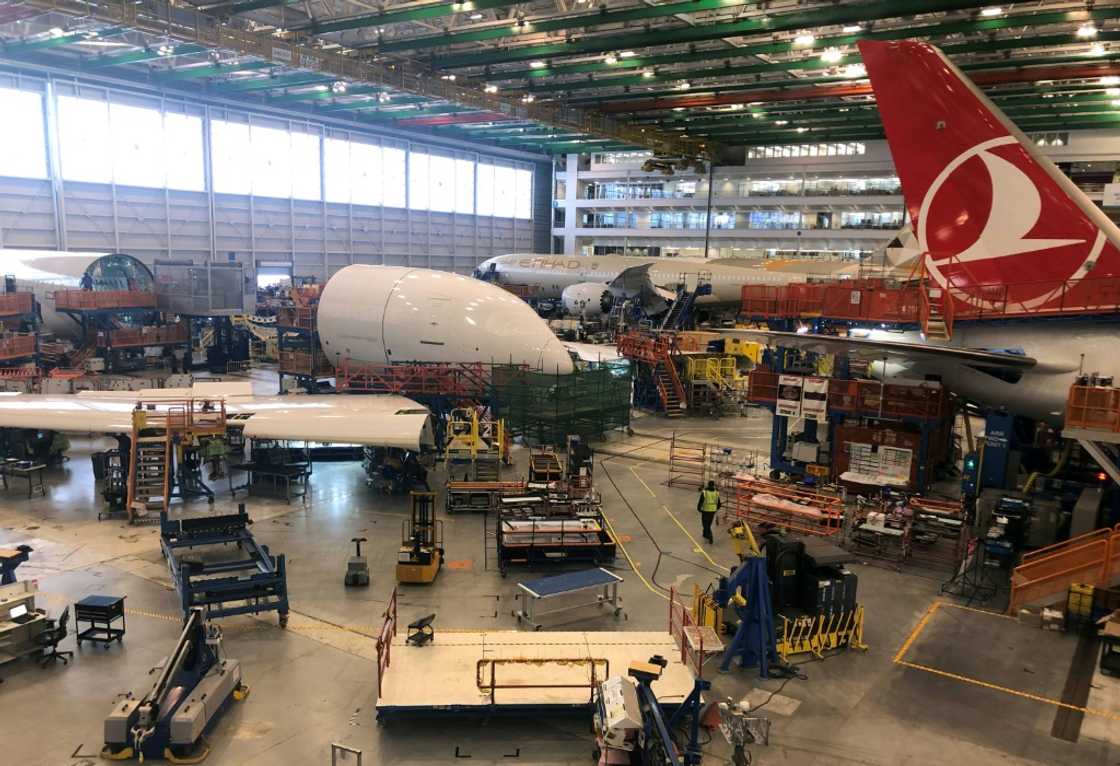 Boeing 787 Dreamliners are built at the aviation company's North Charleston, South Carolina, assembly plant on May 30, 2023 Boeing 787 Dreamliners are built at the aviation company's North Charleston, South Carolina, assembly plant on May 30, 2023