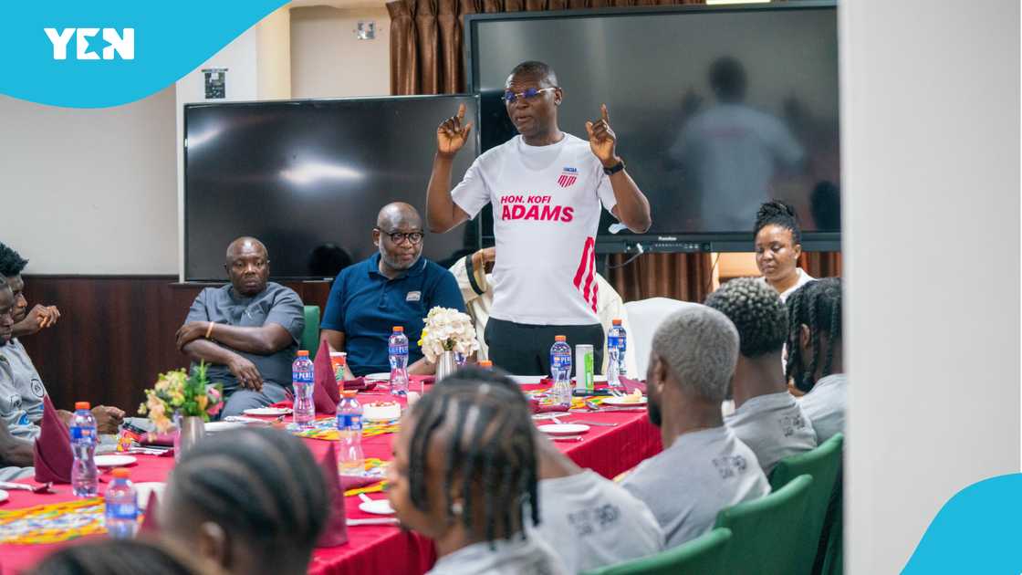 Sports Minister, Hon. Kofi Iddie Adams, Black Stars players, Alisa Hotel, Ghana vs Mali, Accra Sports Stadium. Sports Minister, Hon. Kofi Iddie Adams, Black Stars players, Alisa Hotel, Ghana vs Mali, Accra Sports Stadium.