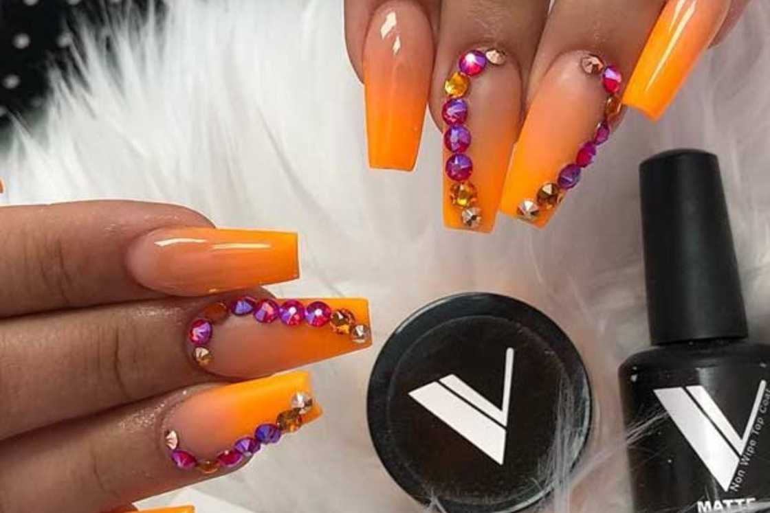Ombre nails with rhinestones Ombre nails with rhinestones