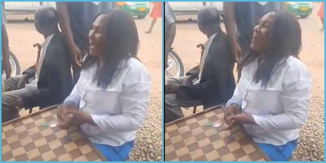 Nana Akua Owusu Afriyie plays draught with constituents Nana Akua Owusu Afriyie plays draught with constituents