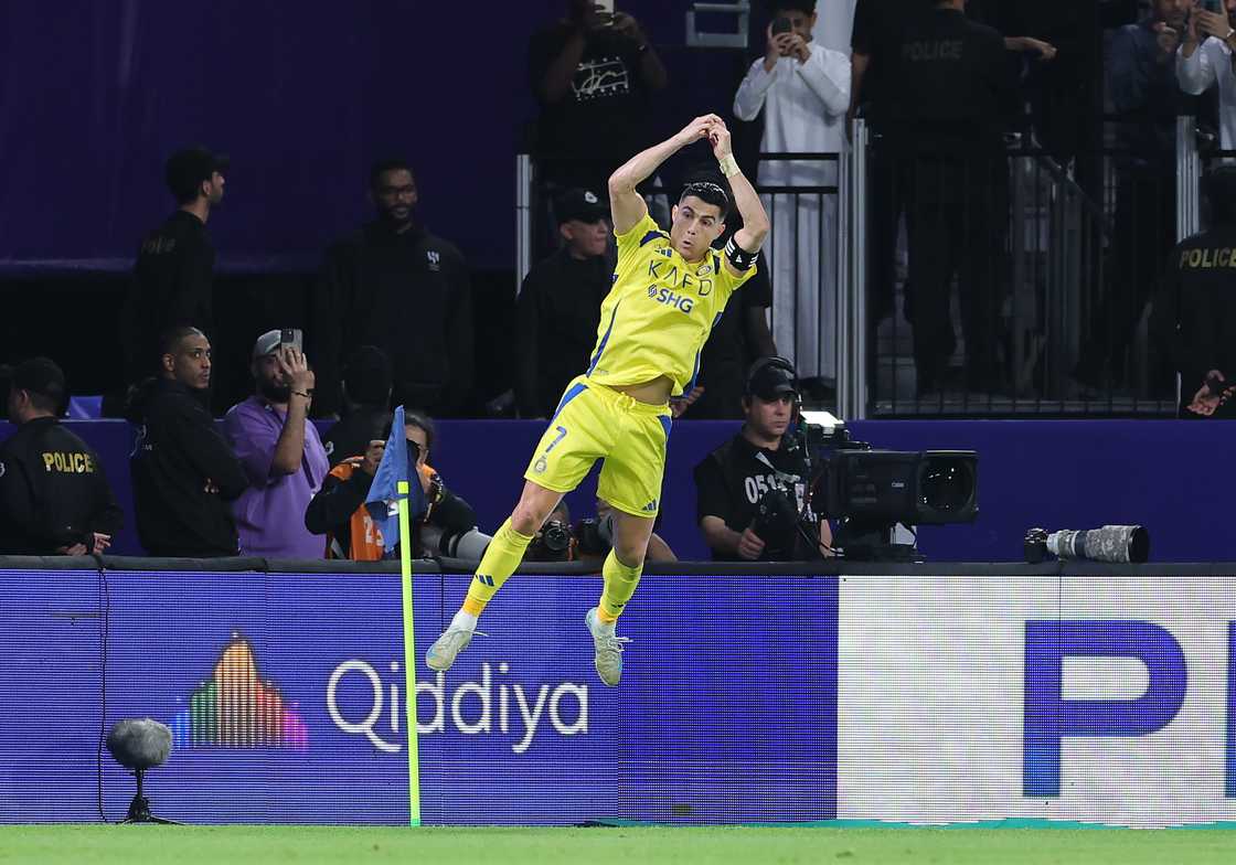 Cristiano Ronaldo of Al Nassr celebrates scoring his team's third goal during the Saudi Pro League match between Al Hilal v Al Nassr in the Kingdom Arena on April 04, 2025 in Riyadh, Saudi Arabia Cristiano Ronaldo of Al Nassr celebrates scoring his team's third goal during the Saudi Pro League match between Al Hilal v Al Nassr in the Kingdom Arena on April 04, 2025 in Riyadh, Saudi Arabia