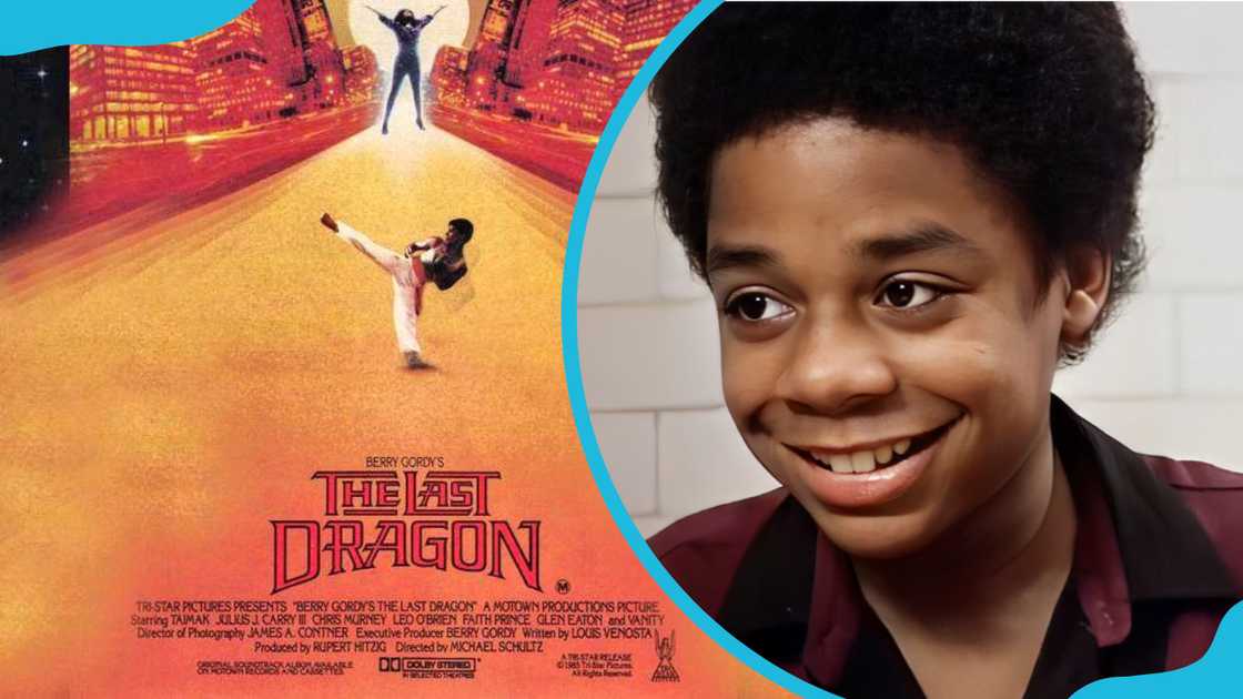 The cover art for the film The Last Dragon (L) and actor Leo O'Brien smiling (R).