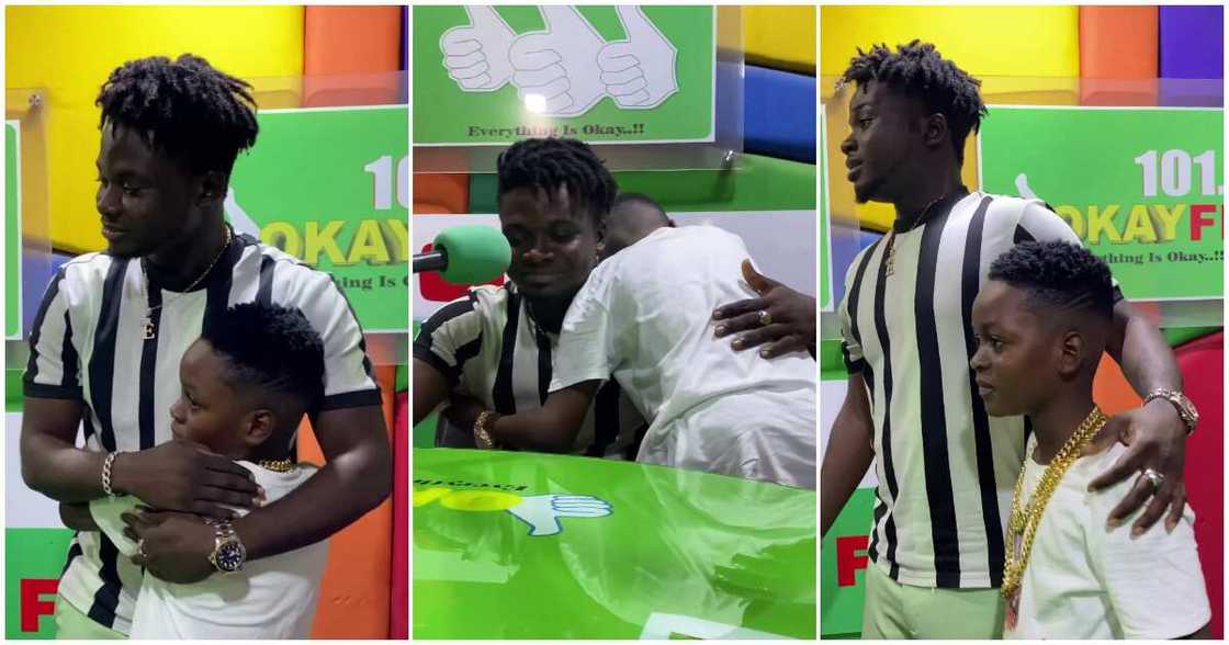 Kuami Eugene and Fotocopy hug at Okay FM