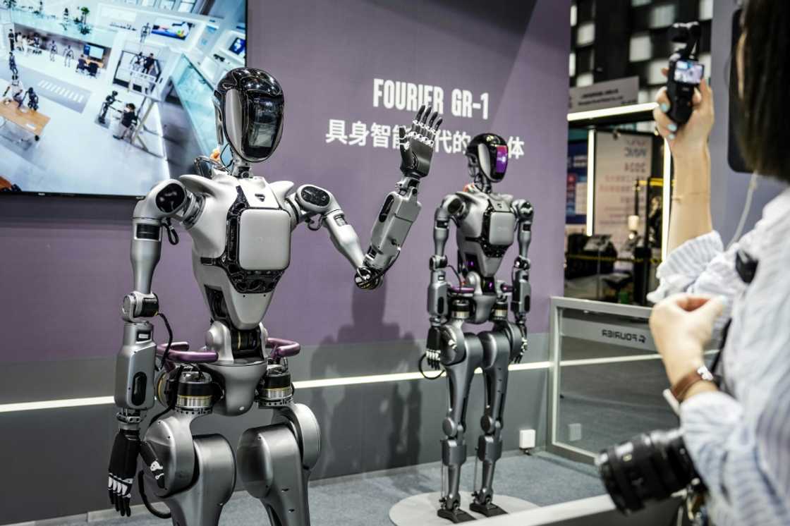 Humanoid robots on display at the World Artificial Intelligence Conference in Shanghai Humanoid robots on display at the World Artificial Intelligence Conference in Shanghai