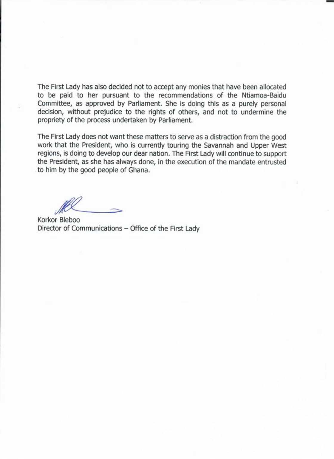 Rebecca Akufo-Addo rejects salary; refunds over GHC899k allowances since 2017 Rebecca Akufo-Addo rejects salary; refunds over GHC899k allowances since 2017