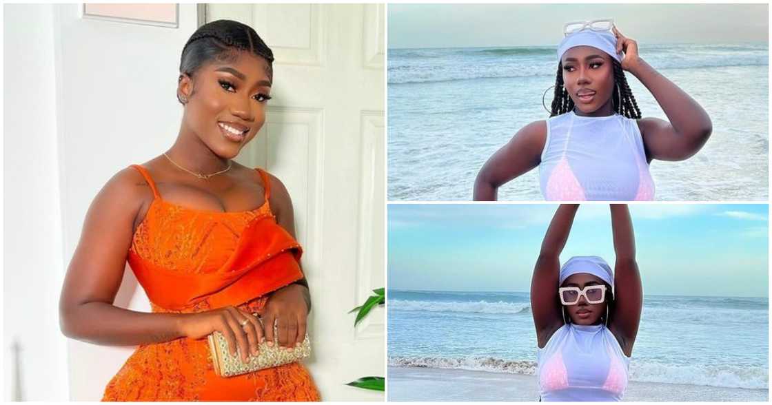 Hajia Bintu in a 2-piece swimwear Hajia Bintu in a 2-piece swimwear