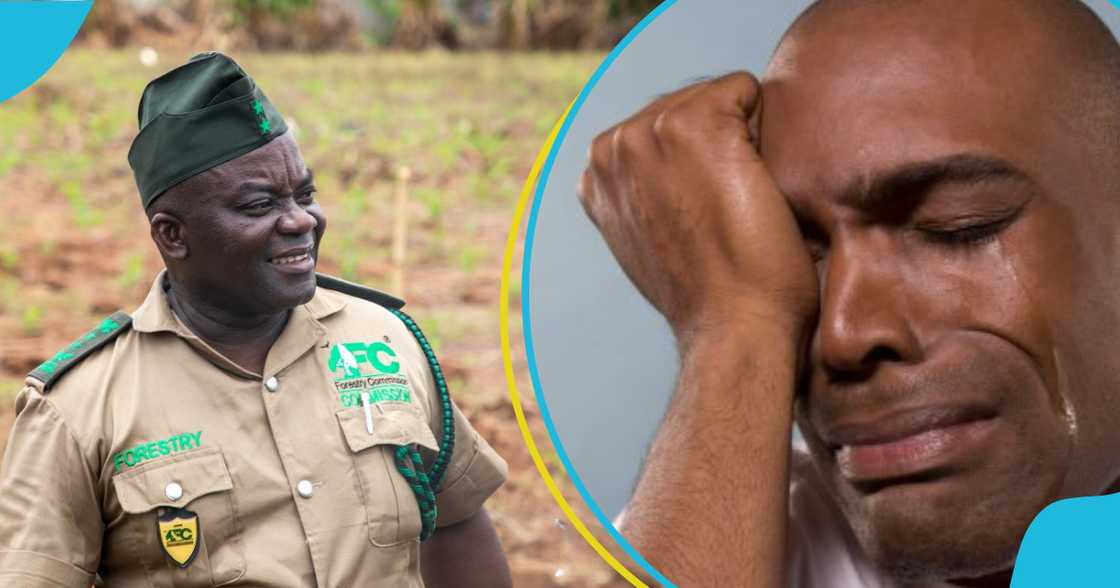 forestry officials, trespassing, achimota forest reserve, man caught defecating, public punishment forestry officials, trespassing, achimota forest reserve, man caught defecating, public punishment