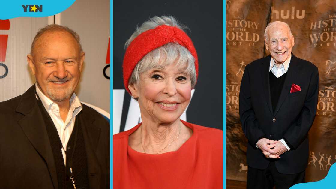 Gene Hackman (L), Rita Moreno (M), and Mel Brooks (R)